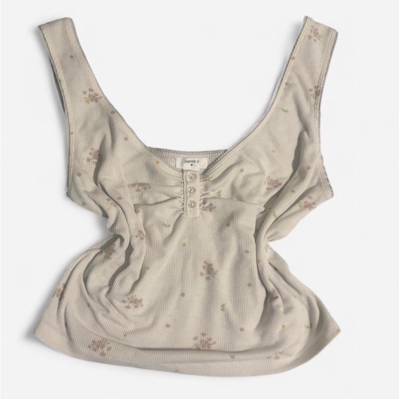 Forever 21 Tops - Forever 21 White Ribbed Tank Top